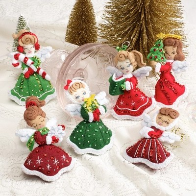 Christmas Angels 89493E Bucilla Felt Christmas Ornament Kit DIY