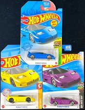 Bugatti EB110 SS Yellow Blue, Purple Hot Wheels Lot of 3, Includes 1st Edition
