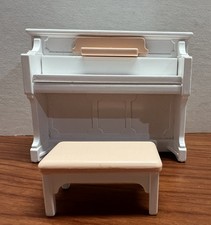Calico Critters Furniture White Pink Upright Piano  Bench