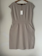 Quince Ultra-Stretch Ponte Cap Sleeve Dress in Ecru/Beige Sz Large NWT
