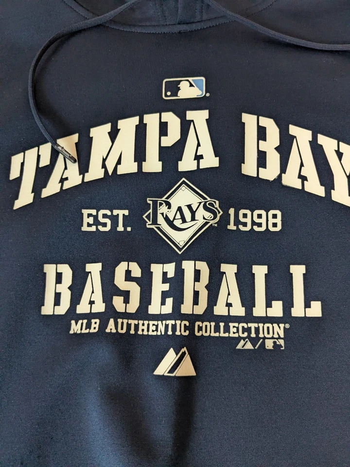 Jersey Majestic MLB Azul Manga Larga con Capucha Tampa Bay Rays Talla XL Foto 2 de 4