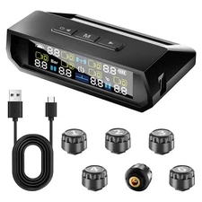 RV Tire Pressure Monitoring System Real Time Solar Trailer TPMS 6 Sensors