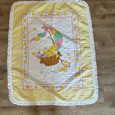 VTG Care Bears Funshine Quilted Cotton Handmade Yellow Baby Quilt Blanket