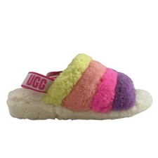 Ugg Fluff Yeah Slide Slingback Slide Sandals 'White Taffy Pink Multi' Size 10