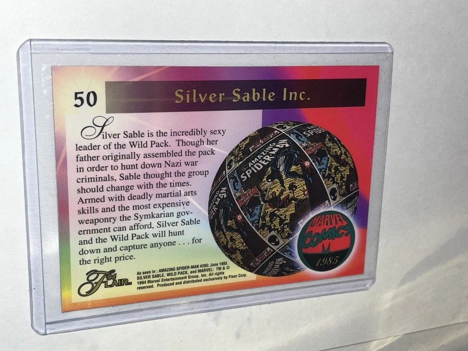 1994 MARVEL FLAIR Silver Sable Card #50 - FREE SHIPPING - Image 2 of 2