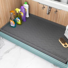TigeJoy 34" x 22" Under Sink Mats for Kitchen Waterproof Leak-Proof Silicone