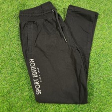 Kappa Sport Edition black joggers with white graphic logo size L