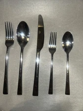 Mikasa ROCKFORD 5 Piece Place Setting Stainless Glossy Slanted Tip Flatware