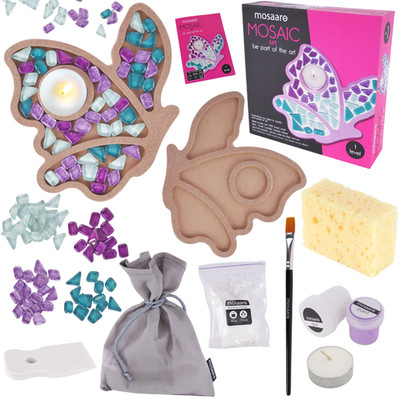 Kreativset Glasmosaik Kerzenständer Schmetterlingsform Mega Zubehör MA1004