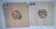 2 Each Vintage Bucilla Started Needlepoint Floral Wool Chair Pillow 10257 18x18