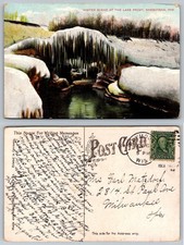 1908 Sheboygan WI Winter Scene Lake Front Icicles Snow Postcard