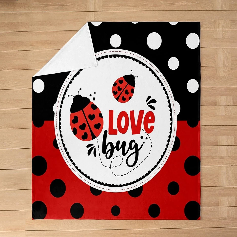 Cute Ladybug Fleece Blanket Kawaii Wild Animals Blanket for Kids Cartoon Lady... - Image 3 of 4