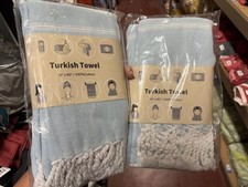 Set of 2 Turkish Hand Towels lite blue 20 x 40 100 Cotton nwt sealed