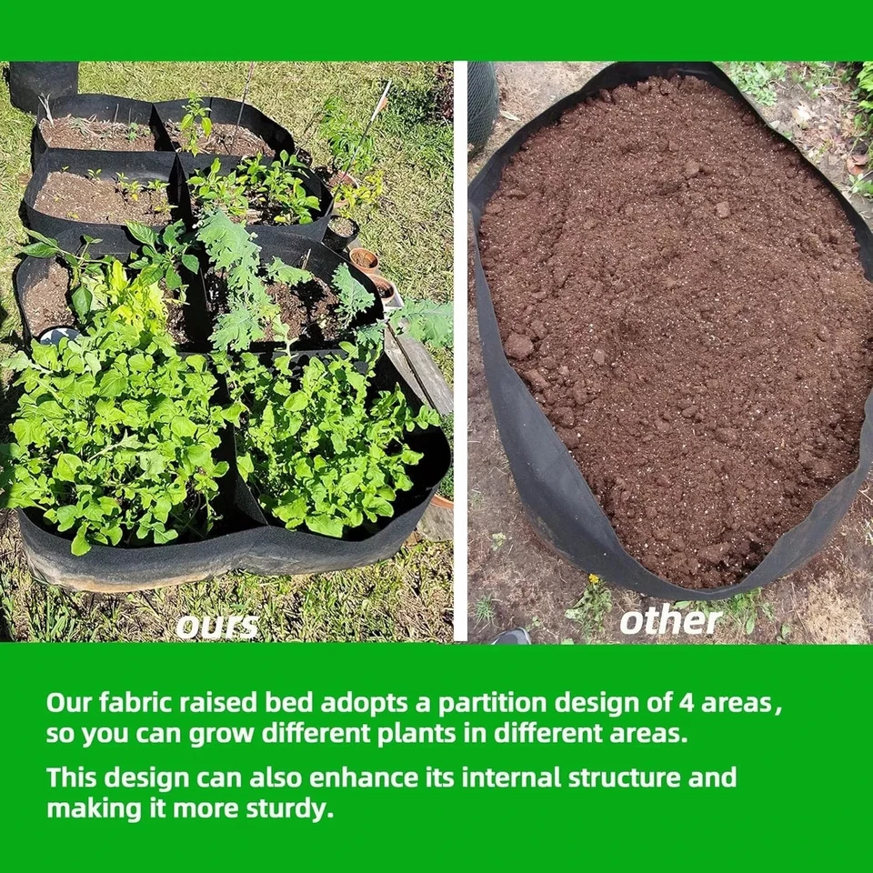 Fabric Raised Garden Beds Outdoor 2X2 Ft 4 Grids Plant Grow Bags Raised Bed - Image 2 of 3