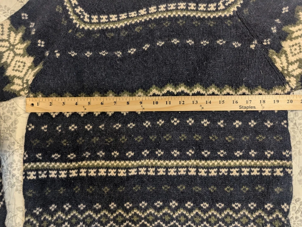 J Crew Sweater Mens Large 100% Lambswool Fair Isle Nordic Geometric Crewneck - Image 3 of 4