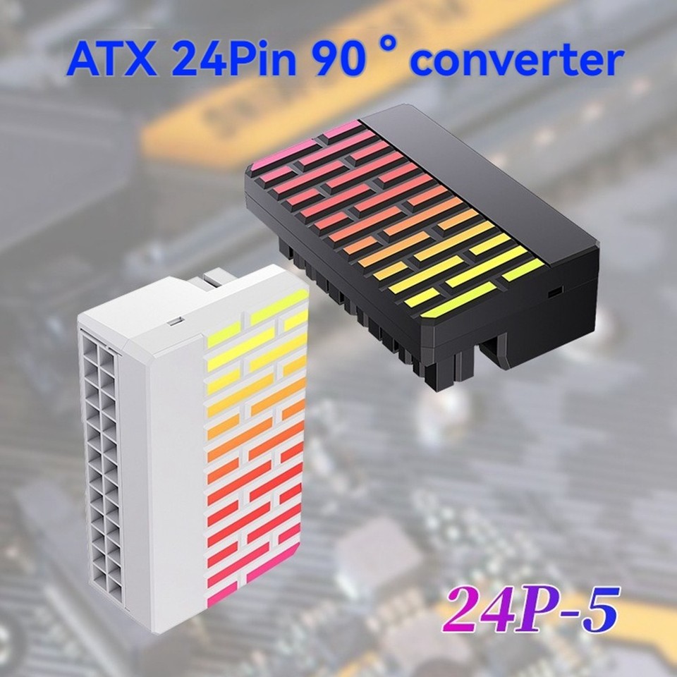 ATX 24-Pin 90° Connector Adapter 5V 3 Pin ARGB 24Pin Female to Male 90 ...