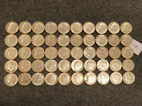 50 coin lot 90% SILVER Roosevelt Dimes Pre 65 FREE Shipping lot 15