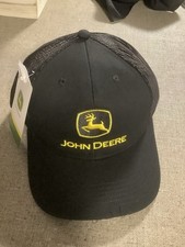 John Deere Black Mesh Snapback Baseball Cap Adjustable NWT