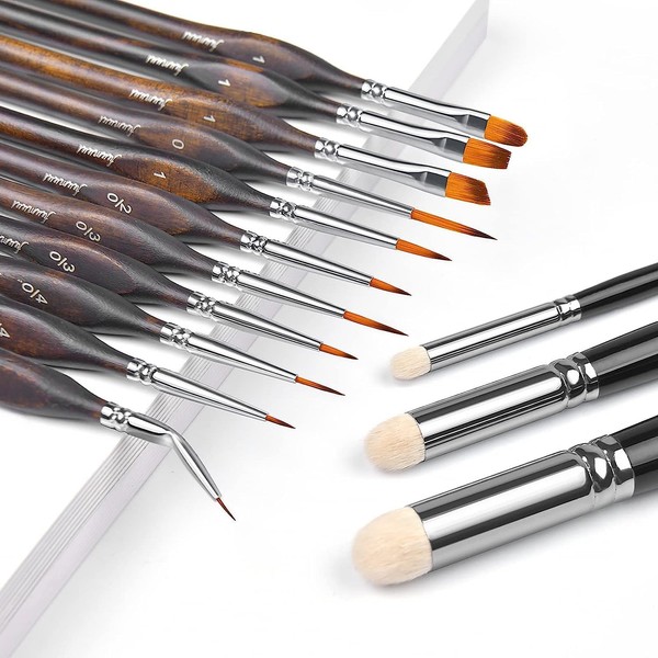 Modellbau Pinsel - 11 Premium Feine Detail Pinselset+3 Drybrush Pinsel FüR-image