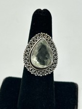 NO BRAND sterling silver Size 6 Teardrop Beveled Statement Cocktail Classic Ring
