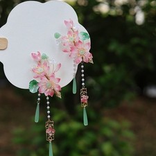 Lotus Hair Clip Hanfu Chinese Style Flower Side Clip Tassel Hairpin