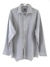Arrow Men's Regular Fit Aroflex Collar Plaid Shirt Sz 16-16.5 Gray