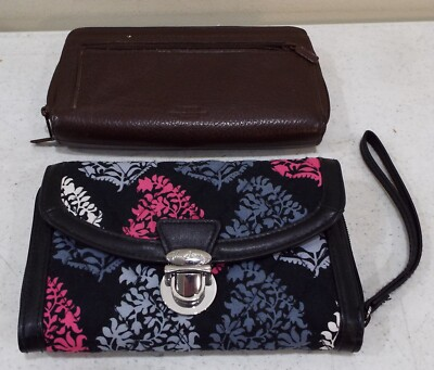 #ad #ad Pair Vera Bradley and Burton Leather Wallet Clutch Purse Textured W Card Slots $16.00