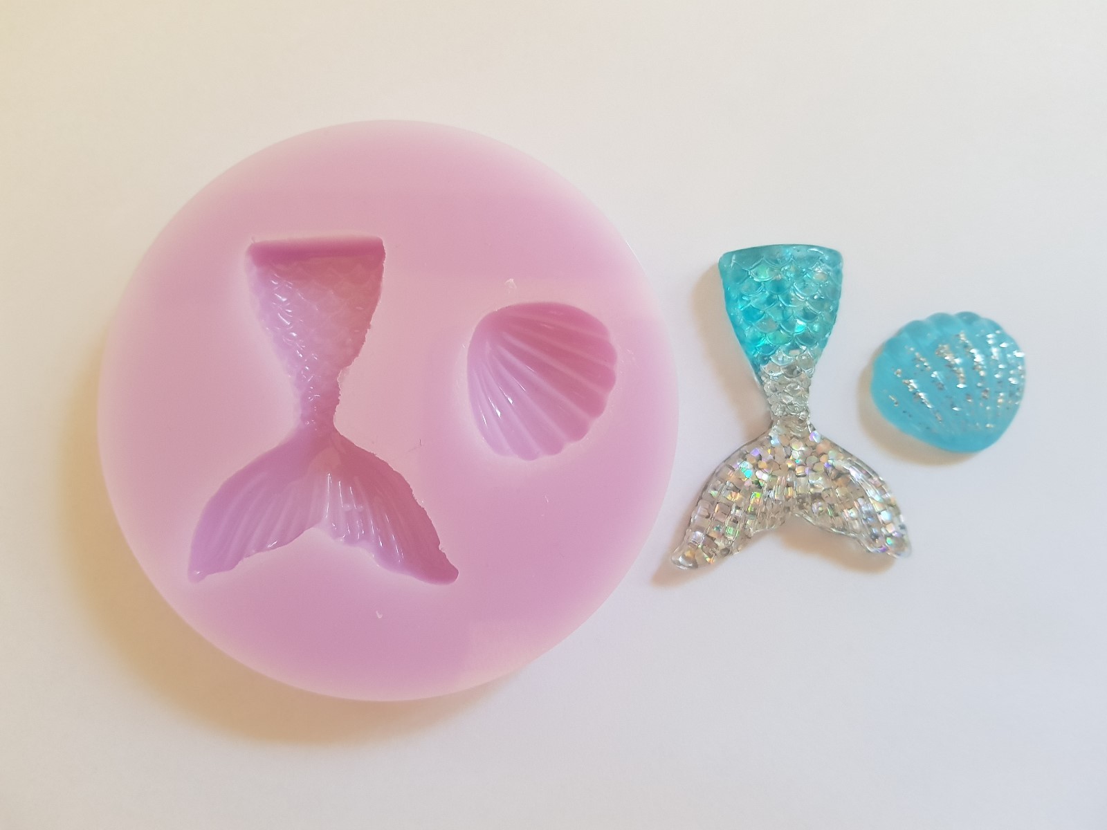 Concha & Cola de Sirena Molde Silicona para Tarta Decoración,Bombones,Clay Etc.