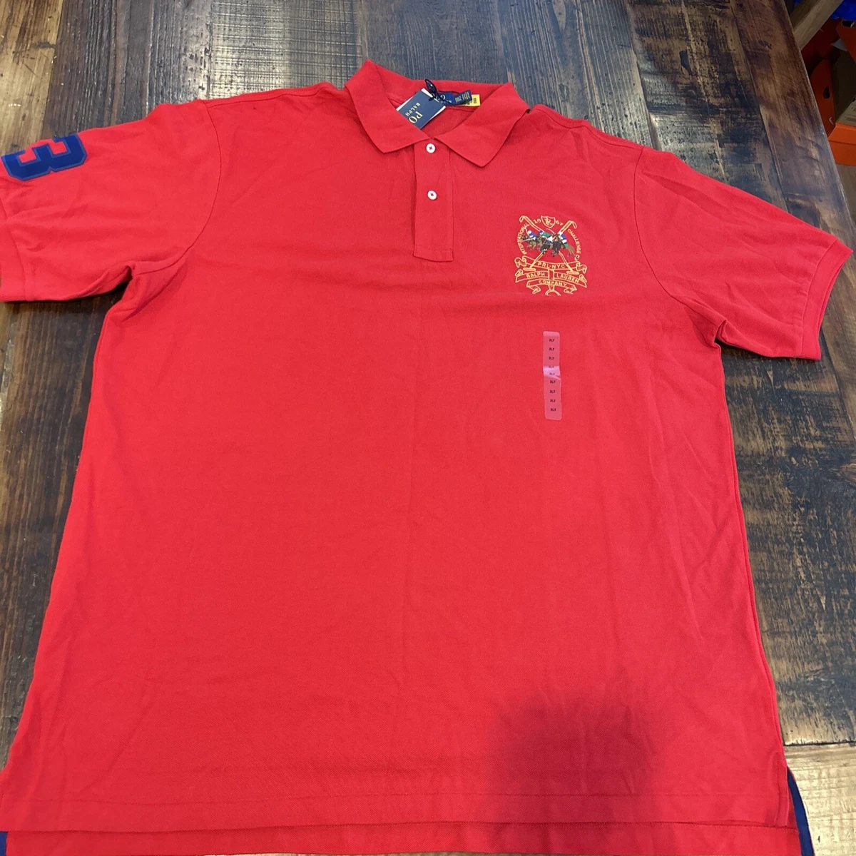 POLO RALPH LAUREN Big Tall Red Classic Fit Big Triple Pony Polo Shirt NWT
