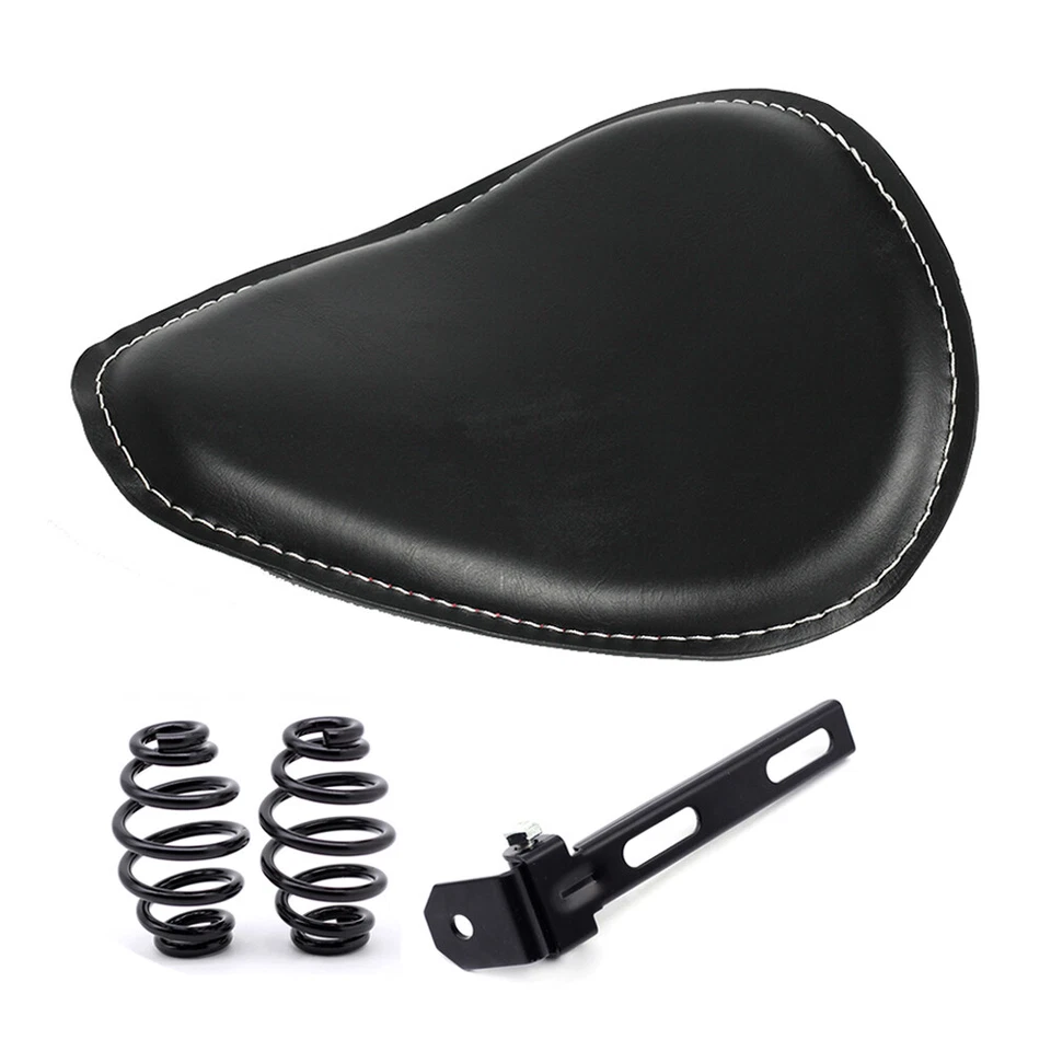 摩托车 3 英寸皮革弹簧单支架座椅适用于 Harley Chopper Bobber 定制 — 第 3/4 张图片
