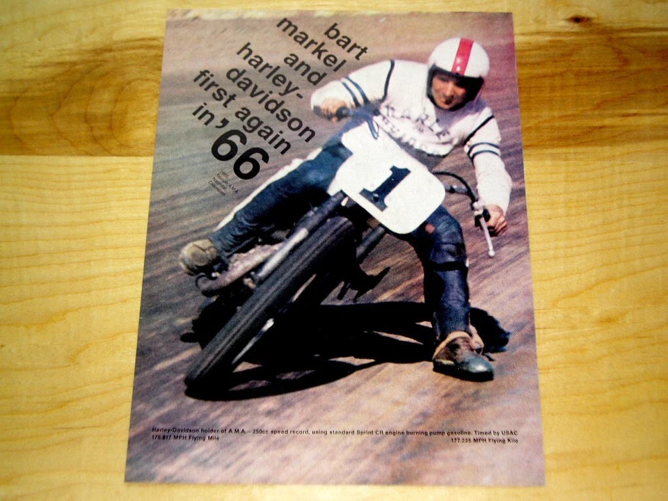 Harley-Davidson KR750 1966 anuncio original * Bart Markel * KR/XR750/carreras de pista plana Foto 2 de 2