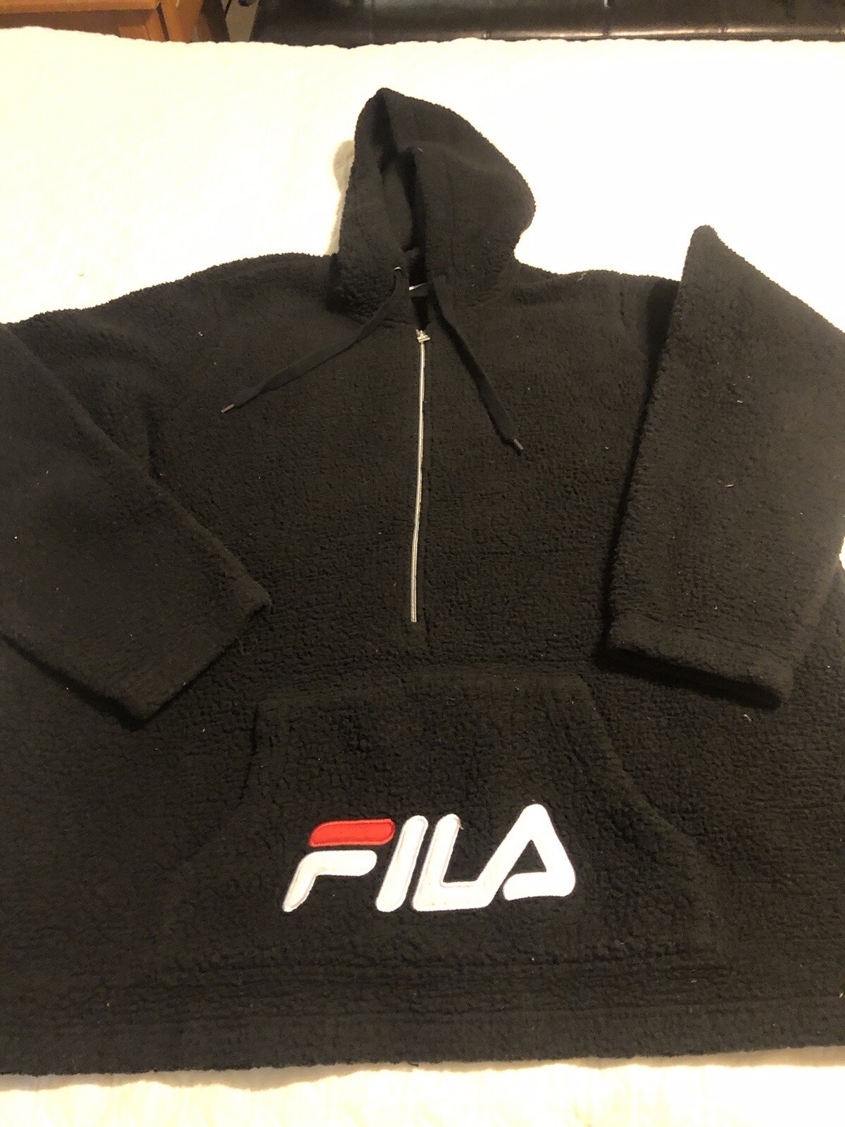Giacca in pile da uomo 2XL FILA 1 4 con cerniera nera Tasche con cappuccio