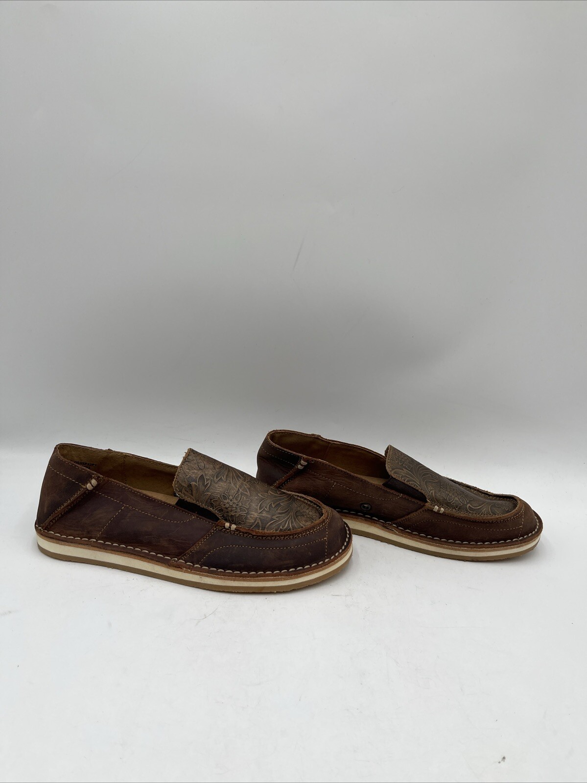 RANK 45 Women's Amberlin Textured Print Pull On Casual Shoe Brown Size 7