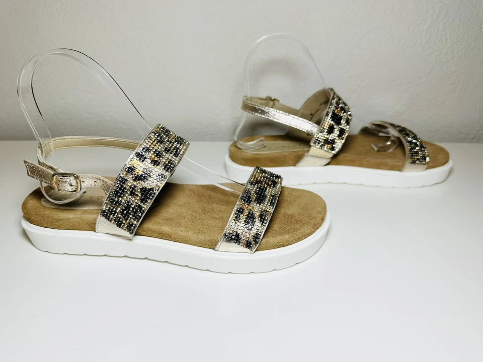 Very Volatile Hotness Tan Leopard Rhinestone Sandals Women's SIZE 8 NIB - Image 4 of 4