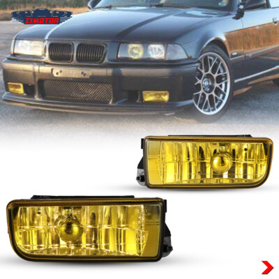 1 Pair Fog Lights Yellow Glass Lens For 92-99 BMW 3 Series E36 M3 Driving Lamps