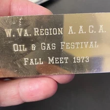 1973 AACA W. Va. Region Oil & Gas Festival Fall Meet Auto Show Dash Plaque