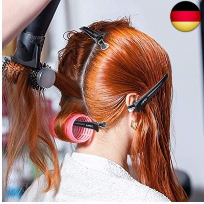 12 Haarspangen Mit Silikonband – Rutschfeste Haarklammern Für Salon & Heimgebrauch, Schwarz