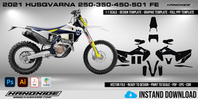 2021 HUSQVARNA 250-350-450-501  Full 1:1 Scale Template - Design Vector Digital