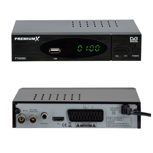 PremiumX Kabelreceiver Digital Kabel TV Receiver DVB-C HD USB SCART HDMI-Kabel - Afbeelding 7 van 8