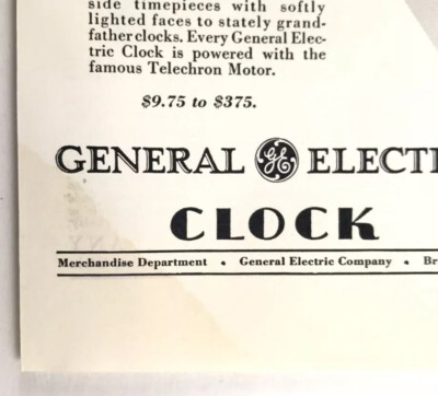1930 Original Print Ad Announcing The General Electric Clock