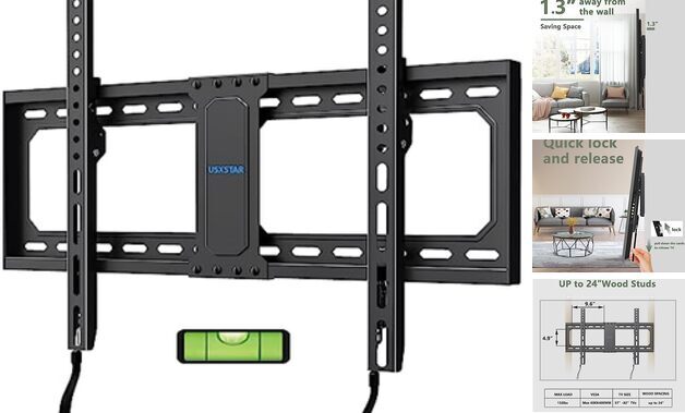 UL Listed Fixed TV Wall Mount for 37-82 Inch TVs, Low Profile TV Mount Fits