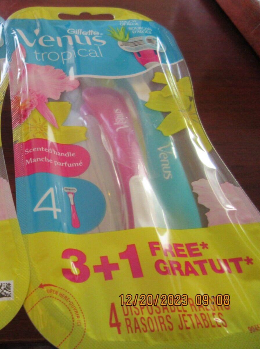 Gillette Venus Tropical Women's  Disposable Scented Razors (4 Razors Total)