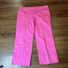 Lilly Pulitzer Sz 12 Palm Beach Fit Crop Pant Pink Cotton Blend Button Leg