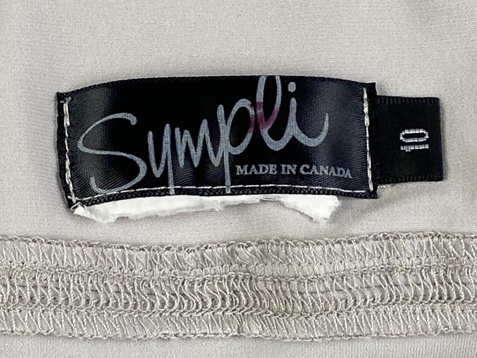 Sympli Canada Gray Knee Length Skirt HiLow Contoured Stretch Career