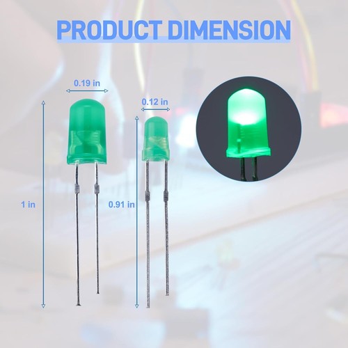 300pc 3Mm 5Mm LED Light Emitting Diode White Red Blue Green Yellow Assorted Kit - Picture 4 of 12