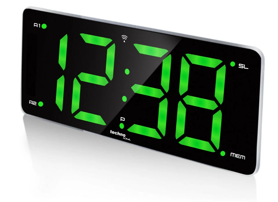 WT 486 RADIOWECKER WECKRADIO FUNK-WECKER UHR GRÜN LED ZIFFERN XXL 2 WECKZEITEN - Bild 2 von 3