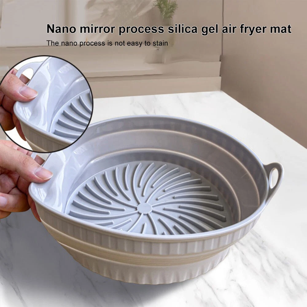 Air Fryer Silicone Pot Basket Liner Pot Non-Stick Safe Oven Baking Tray Foldable Air Fryer Silicone Pot Basket Liner Pot Non-Stick Safe Oven Baking Tray Foldable