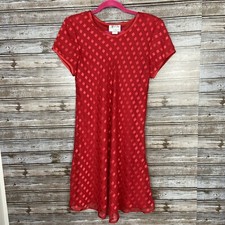 Women’s Size 10 Chiffon Red Dress Jeffrey & Dara Short Sleeve With Sheer Overlay