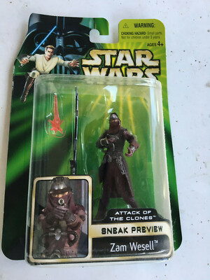 Zam Wesell Attack Of The Clones Star Wars Actionfigur 2001 Hasbro . Nagelneu 