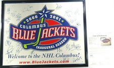 SIGNED INAUGURAL BLUE JACKETS POSTER ENTIRE CBJ TEAM CERTIFIED JSA LOA # BB78185